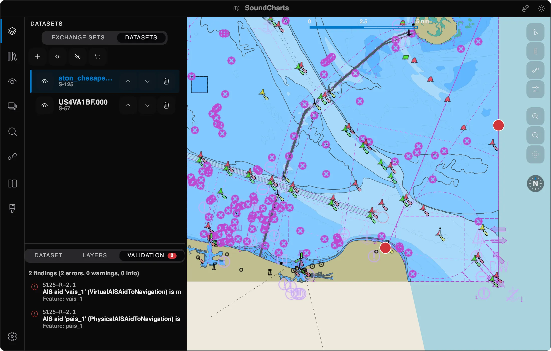 Validation findings with map markers